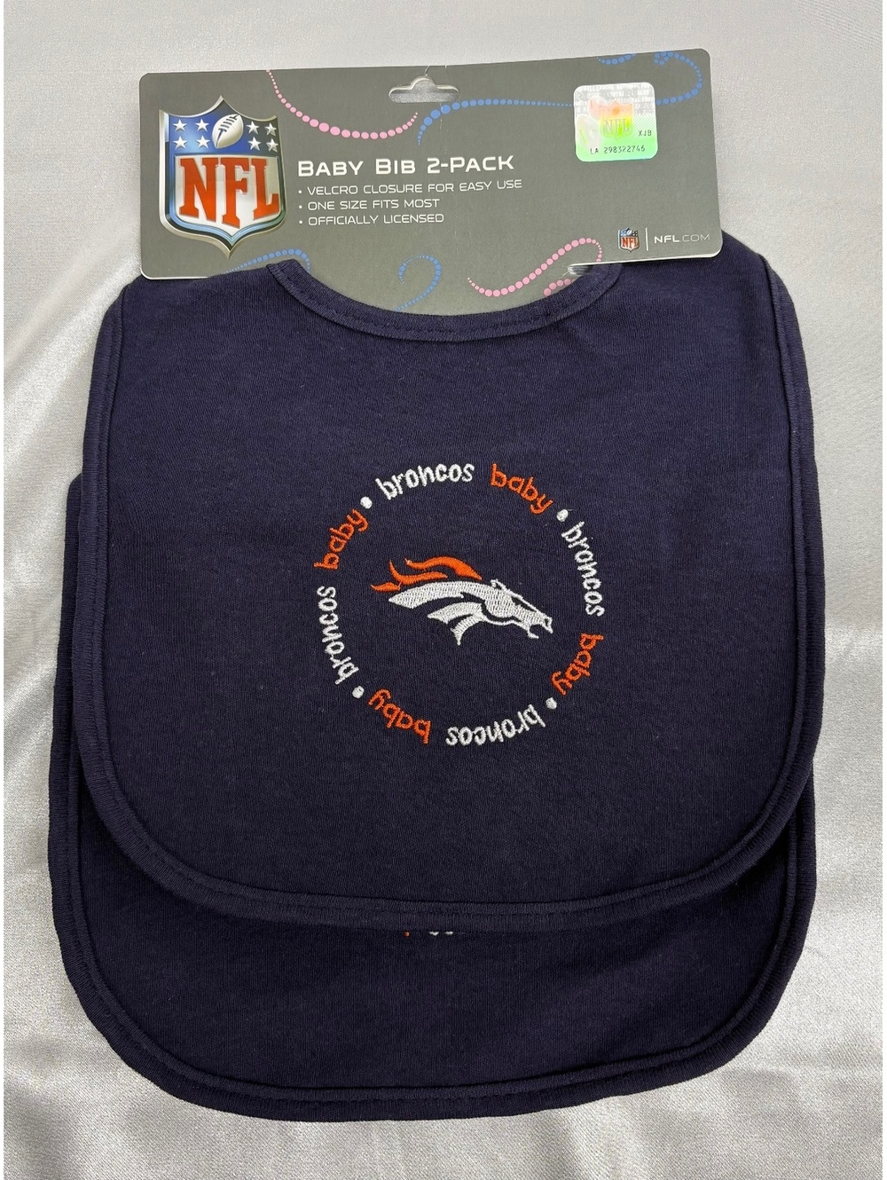 NFL Denver Broncos Baby Fanatic Embroidered Logo Bibs 2-Pack Brand New